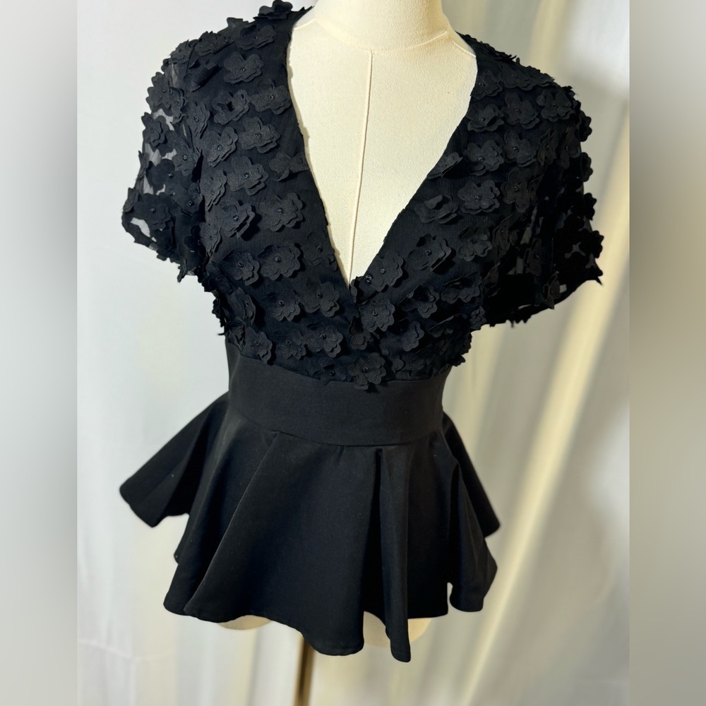 Anthropologie Endless Rose appliqué peplum top NWT - gorgeous!